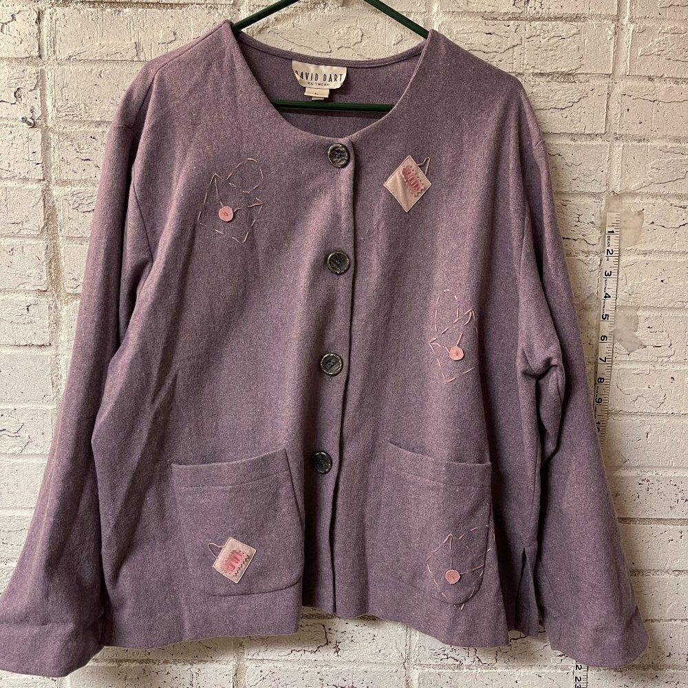 Vintage David Dart Knitware Purple Wool Blend Blazer XL